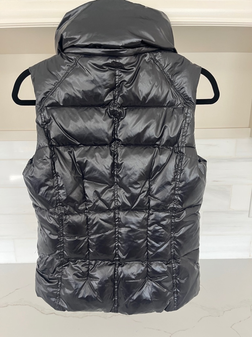 S13 New York Kylie Puffer Vest Black Glossy Down Fill High Neck Small - Picture 6 of 9